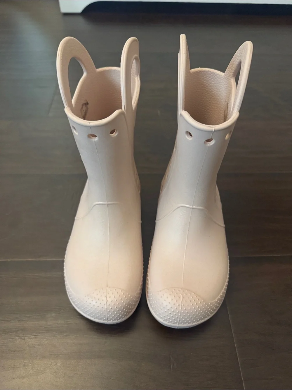 CROCS Kids Blush Pink Handle Rain Boots